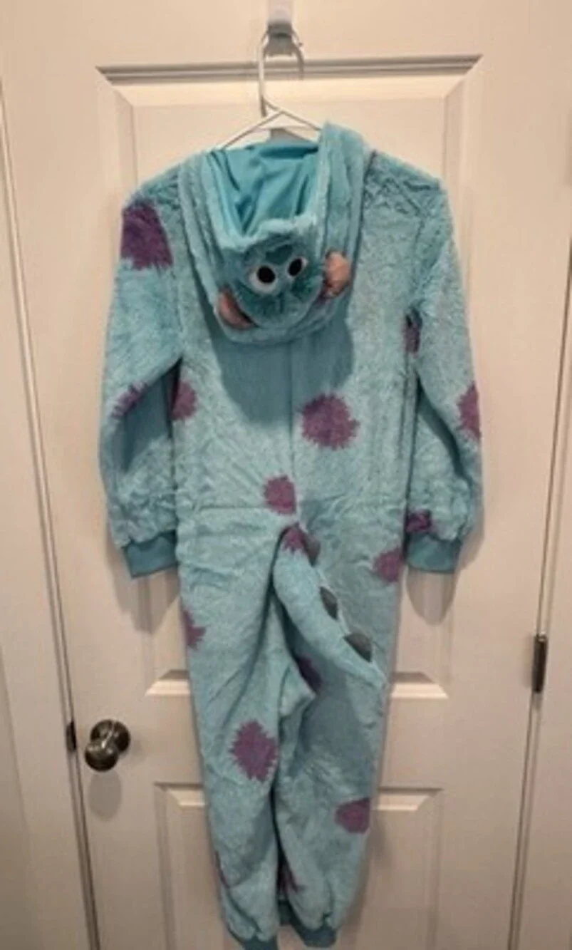 Disney Pixar Monsters, Inc. Sulley Hooded Zipper One-Piece Costume L Blue/Purple